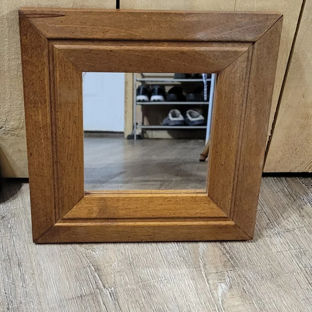 Vintage Homco Home Interiors wooden mirror wall hanging